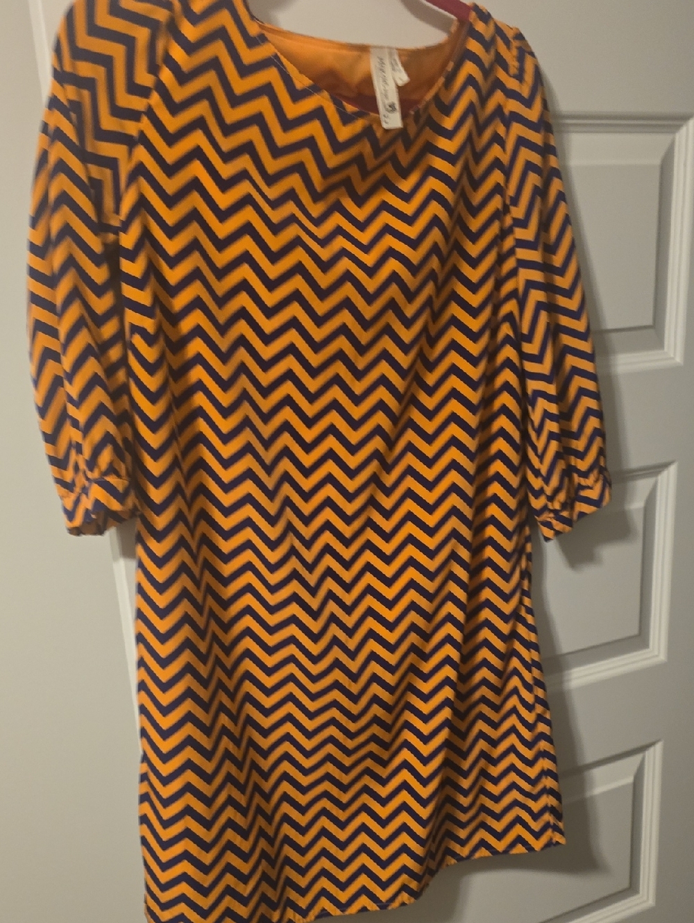 Pink Owl Yellow and Navy Chevron Shift